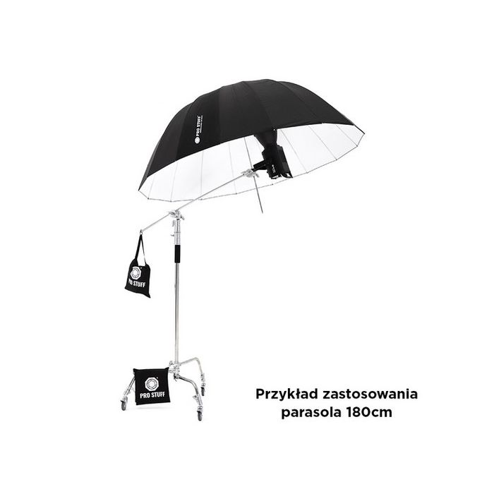 Parasol paraboliczny deep 180 cm czarno-biały PRO STUFF - bez dyfuzora